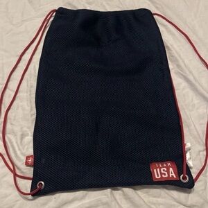 Team USA Olympic Gym String Bag Navy Blue Red Backpack Workout Gym Bag